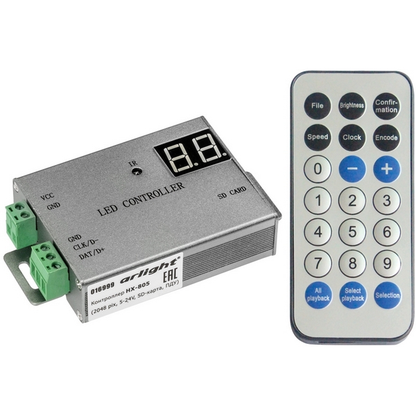 Контроллер HX-805 (2048 pix, 5-24V, SD-карта, ПДУ) (Arlight) 016999-40519