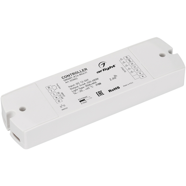 Контроллер SMART-K14-MULTI (12-24V, 5x4A, RGB-MIX, 2.4G) (Arlight, IP20 Пластик, 5 лет) 023822-89203