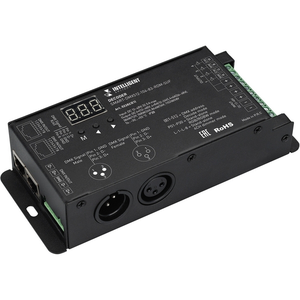 INTELLIGENT ARLIGHT Декодер SMART-DMX512-104-83-RDM-SUF (12-48V, 4x8A, XLR3/RJ45) (IARL, IP20 Металл, 5 лет) 023823(1)-52799