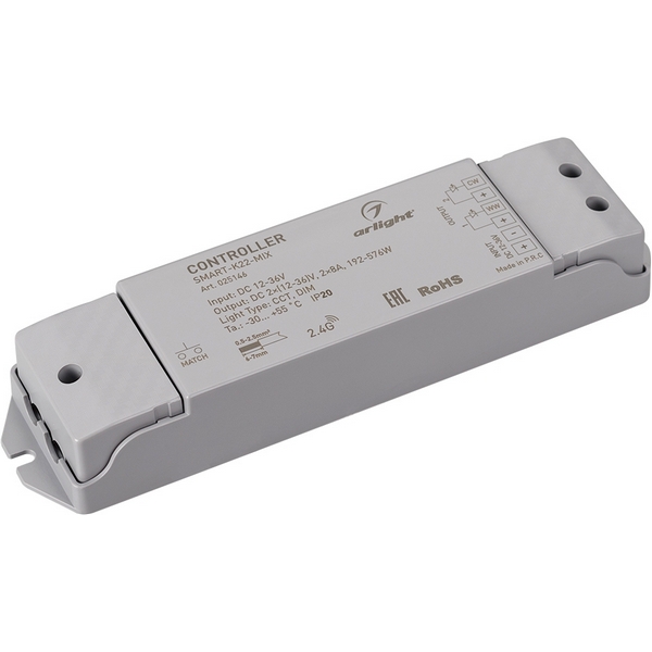 Контроллер SMART-K22-MIX (12-36V, 2x8A, 2.4G) (Arlight, IP20 Пластик, 5 лет) 025146-77254