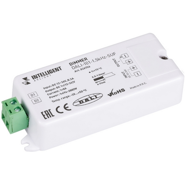 INTELLIGENT Диммер DALI-101-1.5kHz-SUF (12-36V, 1х8А) (IARL, IP20 Пластик, 3 года) 026756-61927