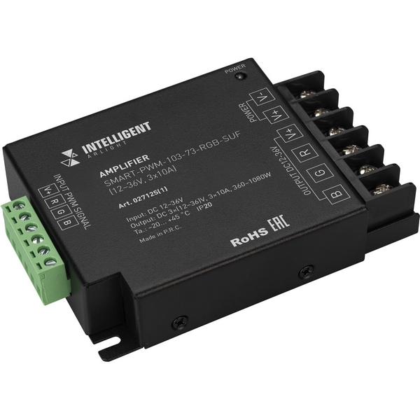 INTELLIGENT ARLIGHT Усилитель SMART-PWM-103-73-RGB-SUF Black (12-36V, 3x10A) (IARL, IP20 Металл, 5 лет) 027125(1)-77254