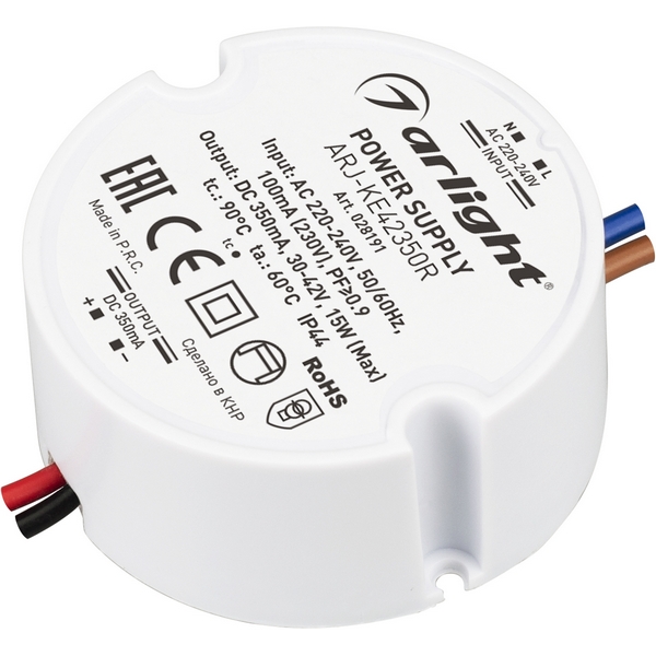 Блок питания 220V ARJ-KE42350R (15W, 350mA, PFC) (Arlight, IP44 Пластик) 028191-89782