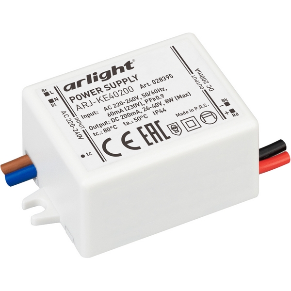 Блок питания 220V ARJ-KE40200 (8W, 200mA, PFC) (Arlight, IP44 Пластик) 028395-68502