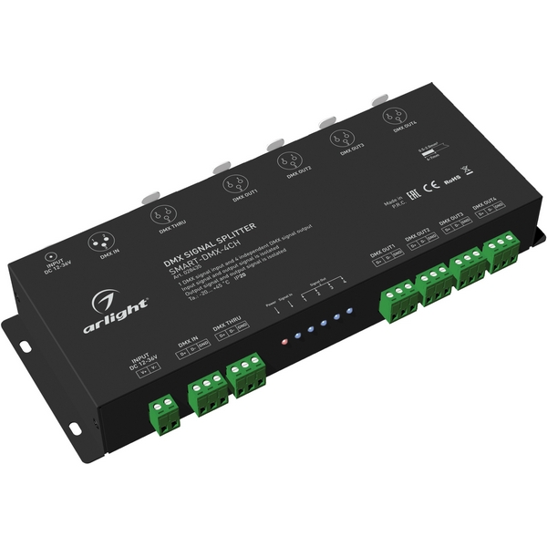 DMX-сплиттер SMART-DMX-4CH (12-36V, XLR3) (Arlight, IP20 Металл, 5 лет) 028435-72172