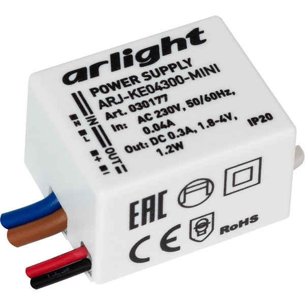 Блок питания 220V ARJ-KE04300-MINI (1.2W, 300mA) (Arlight, IP20 Пластик) 030177-68502