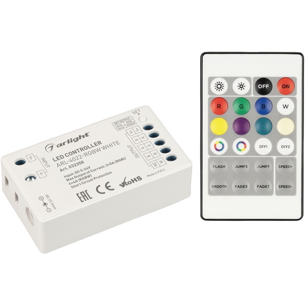 Контроллер ARL-4022-RGBW White (5-24V, 4x4A, ПДУ 24кн, RF) (Arlight, IP20 Пластик, 3 года) 032358-77254