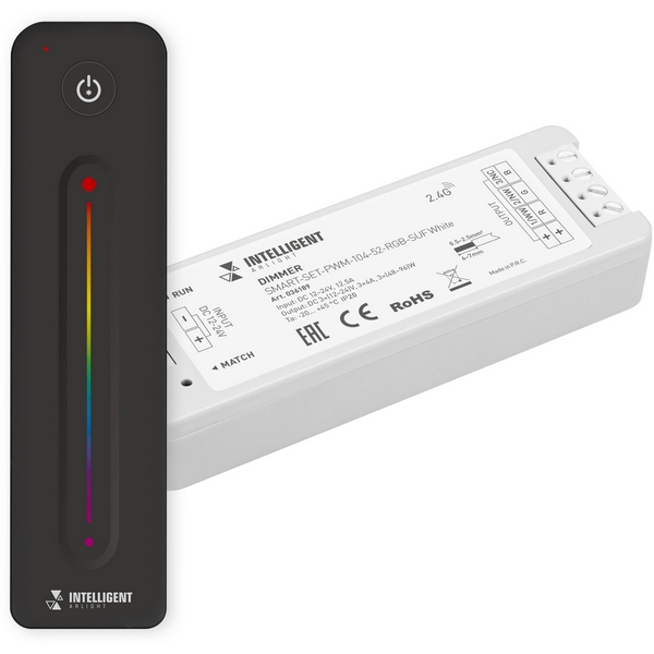 INTELLIGENT Диммер SMART-SET-PWM-104-52-RGB-SUF White (12-24V, 3x4A, ПДУ LINE, 2.4G) (IARL, IP20 Пластик, 5 лет) 036189-61927