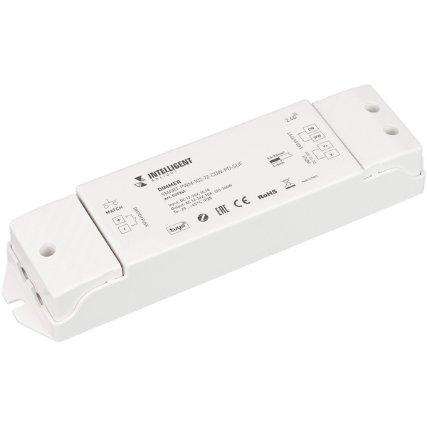 INTELLIGENT ARLIGHT Диммер SMART-PWM-102-72-CDW-PD-SUF (12-36V, 2x5A, ZB, 2.4G) (IARL, IP20 Пластик, 5 лет) 037341-89203