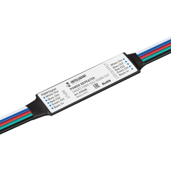 INTELLIGENT Усилитель SMART-PWM-1042-RGBW-SUF (12-24V, 4x1A) (IARL, IP20 Пластик, 5 лет) 037408-77254