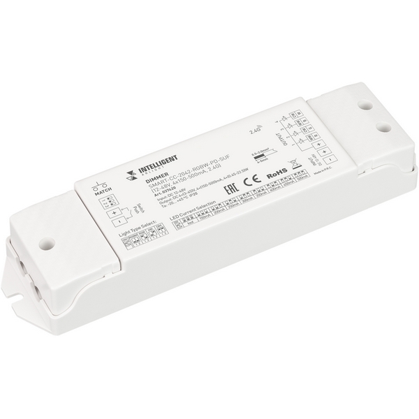 INTELLIGENT Диммер SMART-CC-2042-RGBW-PD-SUF (12-48V, 4x150-500mA, 2.4G) (IARL, IP20 Пластик, 5 лет) 037420-52799