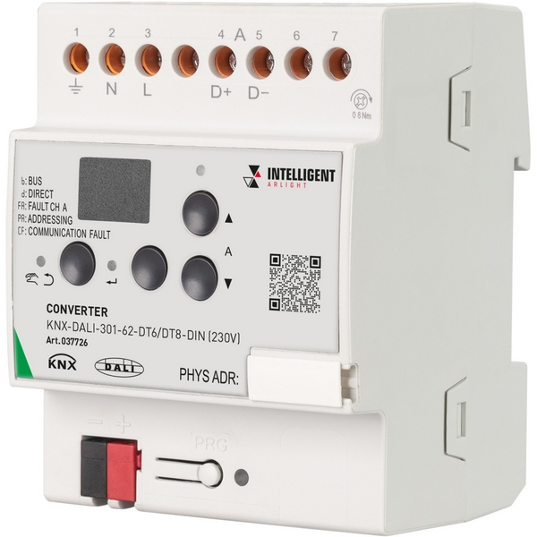INTELLIGENT Конвертер KNX-DALI-301-62-DT6/DT8-DIN (230V) (IARL, IP20 Пластик, 3 года) 037726-52799
