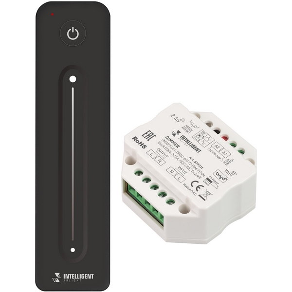 INTELLIGENT Диммер SMART-SET-TRIAC-601-72-DIM-PD-IN Black (230V, 1x1.5A, ПДУ LINE, TY, 2.4G) (IARL, IP20 Пластик, 5 лет) 039331-52799