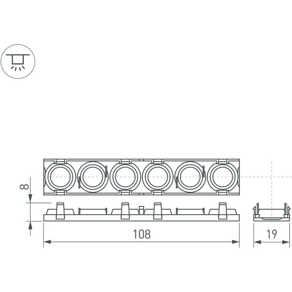 Экран линзованный SL-LINE-W20-55deg-540 (Arlight, Пластик) 041793-80619