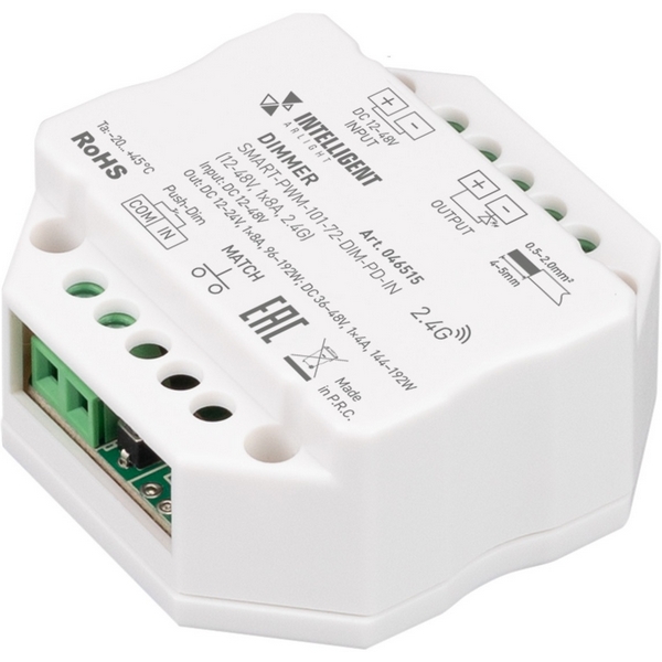 INTELLIGENT ARLIGHT Диммер SMART-PWM-101-72-DIM-PD-IN (12-48V, 1x8A, 2.4G) (IARL, IP20 Пластик, 5 лет) 046515-77254