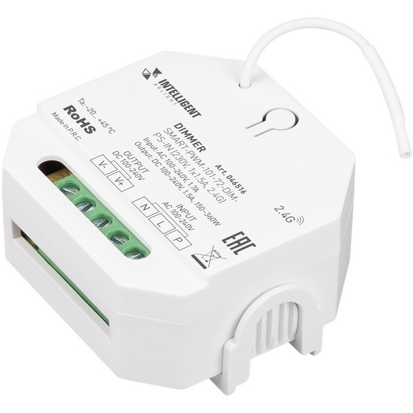 INTELLIGENT ARLIGHT Диммер SMART-PWM-101-72-DIM-PS-IN (230V, 1x1.5A, 2.4G) (IARL, IP20 Пластик, 5 лет) 046516-15560