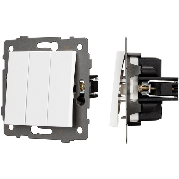 Механизм выключателя трехклавишный непроходной SWT-MK03-PL-WH-V (250V, 10A) (Arlight) 049896-37788
