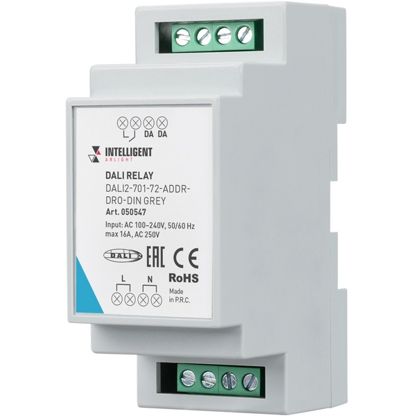 INTELLIGENT ARLIGHT Релейный модуль DALI2-701-72-ADDR-DRO-DIN Grey (230V, 1x16A) (IARL, DIN-рейка) 050547-65741