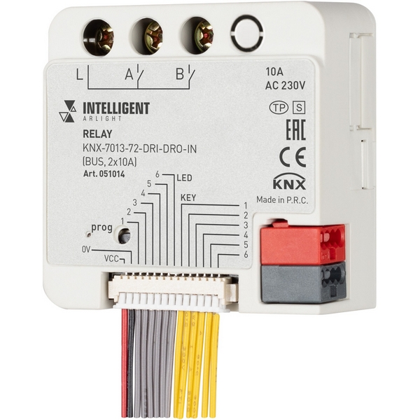 INTELLIGENT ARLIGHT Релейный модуль KNX-7013-72-DRI-DRO-IN (BUS, 2x10A) (IARL, IP20 Пластик, 2 года) 051014-65741