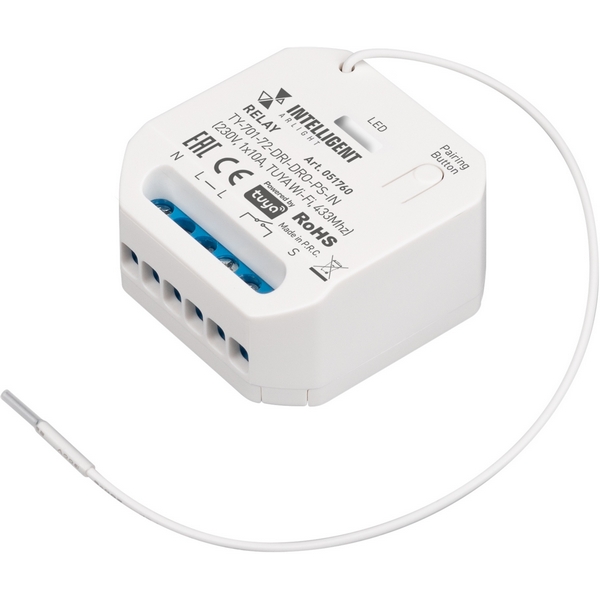 INTELLIGENT ARLIGHT Релейный модуль TY-701-72-DRI-DRO-PS-IN (230V, 1x10A, TUYA Wi-Fi, 433Mhz) (IARL, IP20 Пластик, 3 года) 051760-65741