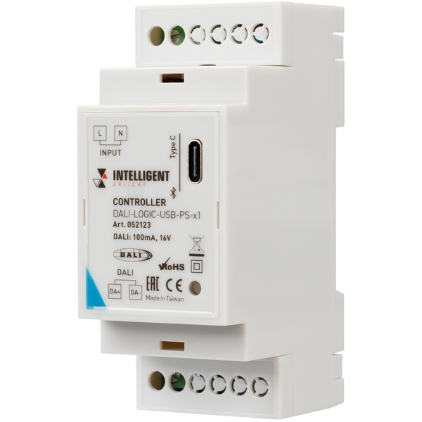 INTELLIGENT ARLIGHT Контроллер DALI-LOGIC-USB-PS-x1 (BUS/230V, BLE) (IARL, IP20 Пластик, 2 года) 052123-59023