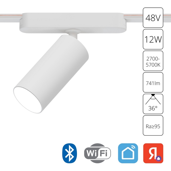 Магнитный трековый светильник LED 48V 12W Arte Lamp Rapid A2958PL-1WH-57890 (Умный дом, Алиса)