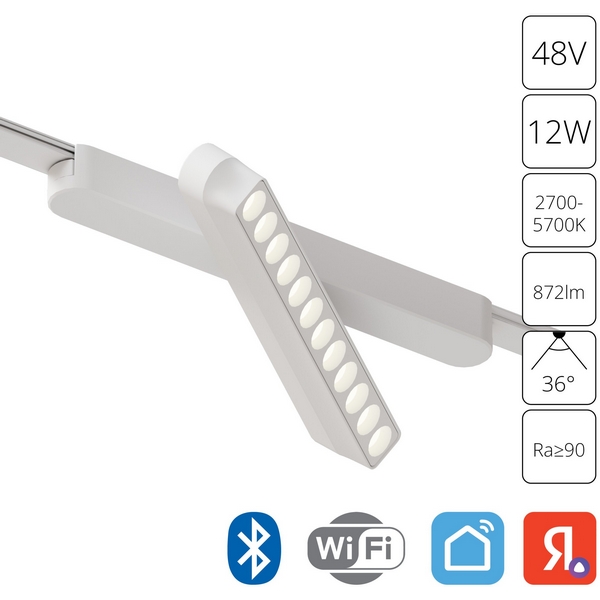 Магнитный трековый светильник LED 48V 12W Arte Lamp Rapid A2961PL-1WH-57890 (Умный дом, Алиса)