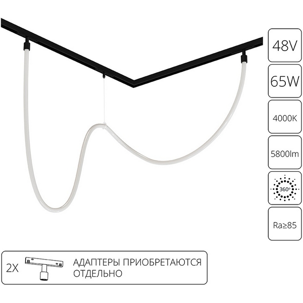 Магнитный трековый светильник LED с гибким неоном 48V Arte Lamp Loop A4911PL-1BK-94373