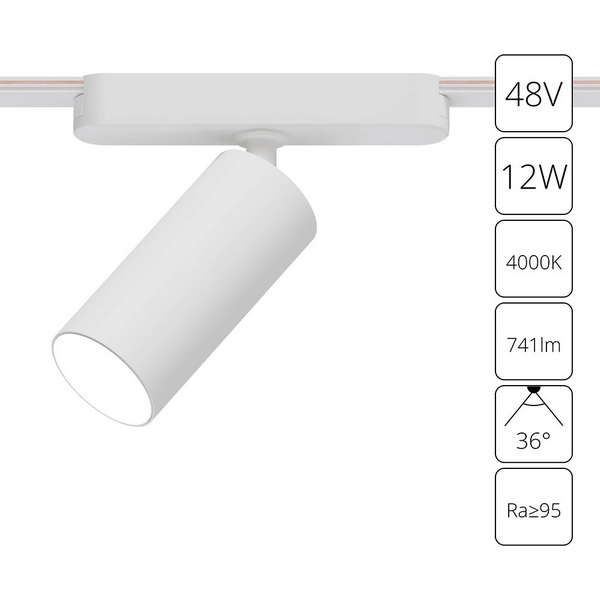 Магнитный трековый светильник LED 48V 12W Arte Lamp Rapid A6158PL-1WH-57890