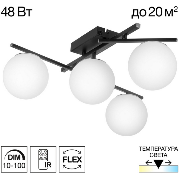 Потолочная светодиодная люстра с пультом управления Citilux Dorsy CL223142-67373 (плафоны шарики)