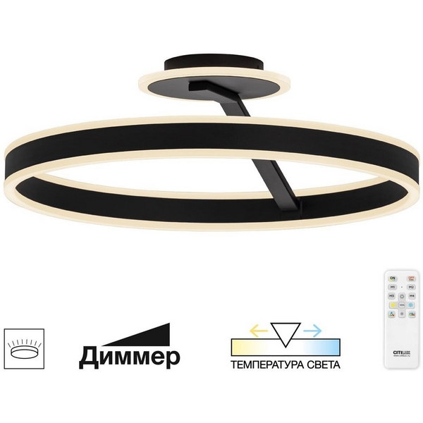 Потолочная светодиодная люстра с пультом управления на штанге Citilux Дуэт CL719751-67373 кольцо