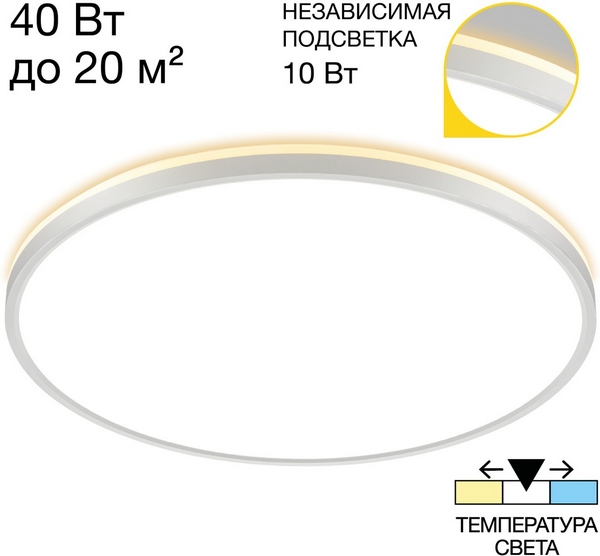 Настенно-потолочный светильник круглый светодиодный с подсветкой IP40 Citilux Norma CL748500-44963