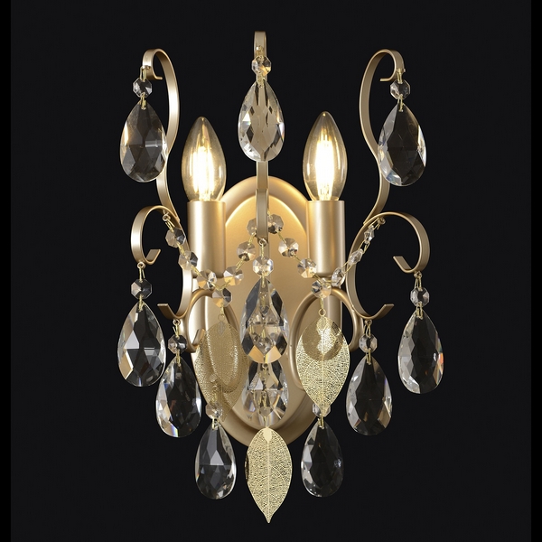 Бра Crystal Lux ESMIRALDA AP2 GOLD-31492 в виде свечи с подвесками