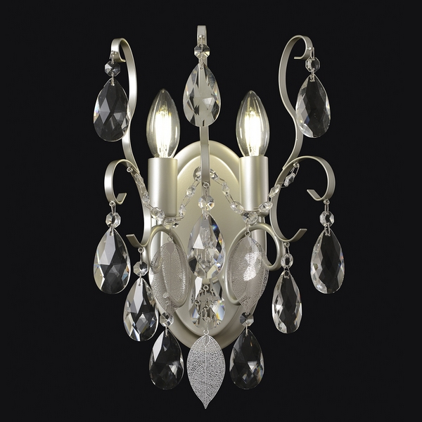 Бра Crystal Lux ESMIRALDA AP2 SILVER-31492 в виде свечи с подвесками