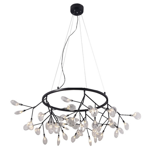 Светодиодная подвесная люстра Crystal Lux EVITA SP45 D BLACK/TRANSPARENT-31492 лепестки