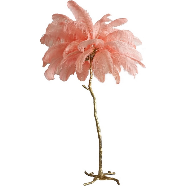 Торшер Delight Collection Ostrich Feather BRFL5014 pink/antique brass-08200