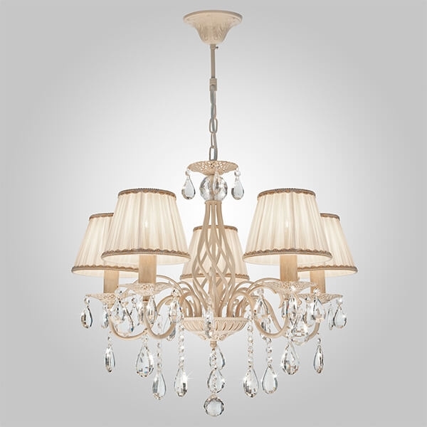 Подвесная люстра хрустальная 10054/5 белый с золотом-65026/прозрачный Eurosvet Amelia золотом