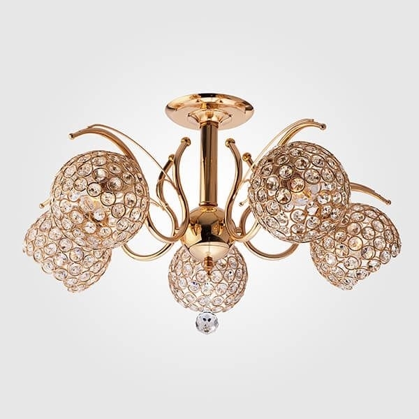 Хрустальная люстра 7777/5 золото-14046 Eurosvet 7777 (плафоны шарики)