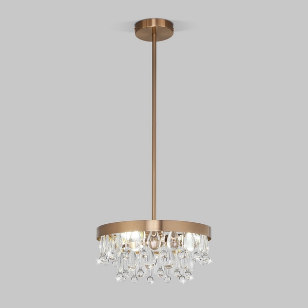 Подвесная люстра хрустальная Eurosvet Sophie 60165/3 латунь (Умный дом, Алиса, WiFi, голосовое управление)