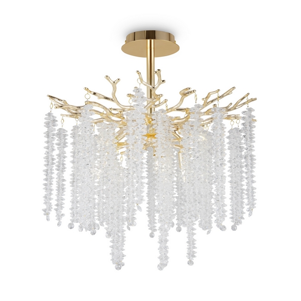 Потолочная люстра хрустальная на штанге Freya Mineral FR1010CL-06G-48775 форма ветки