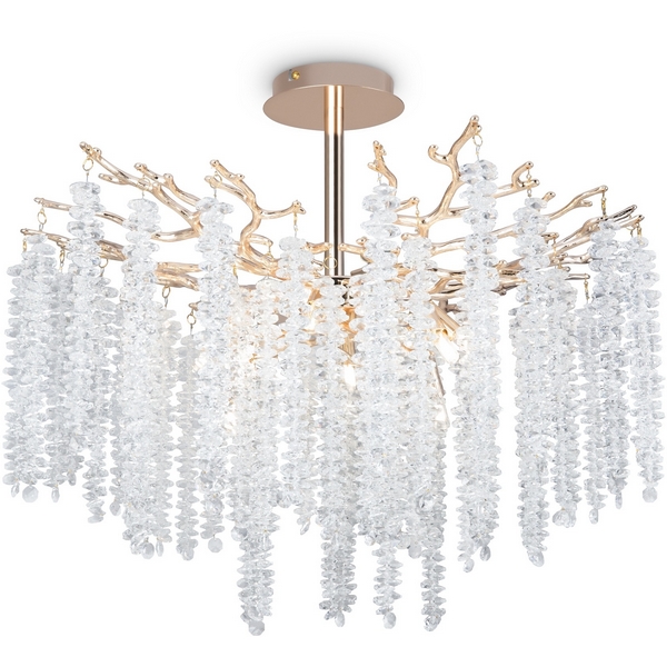 Потолочная люстра хрустальная на штанге Freya Mineral FR1010CL-08G-23753 форма ветки