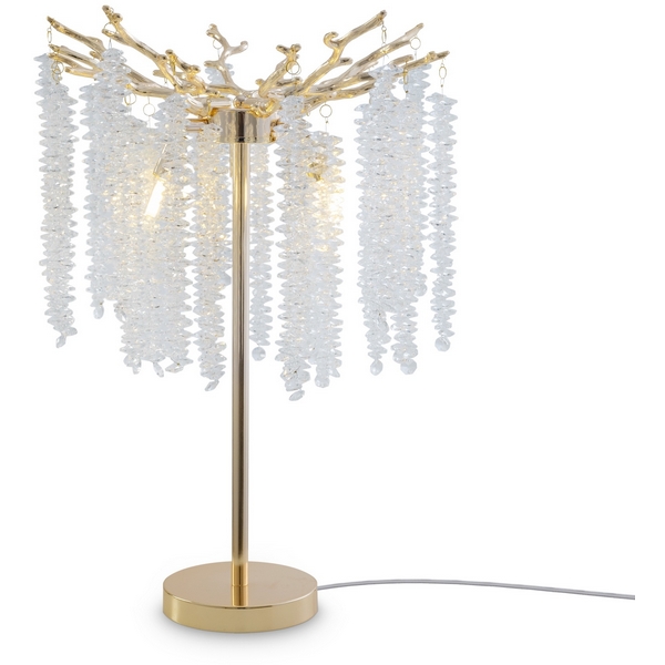 Настольная хрустальная лампа с подвесками (ветки) Freya Mineral FR1010TL-03G