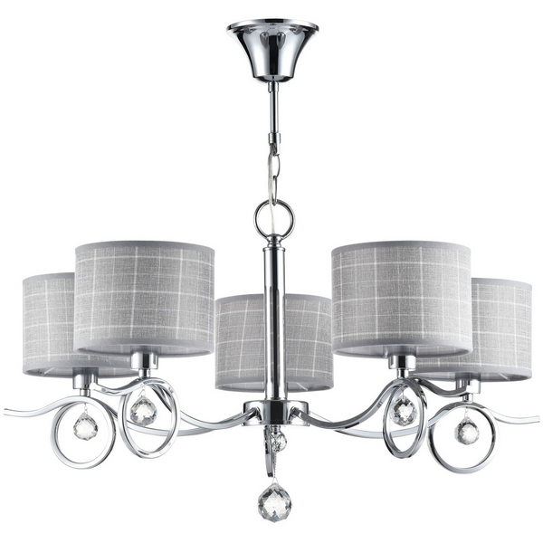 Люстра с узором в клетку с подвесками из хрусталя Freya Bertrand FR5906-PL-05-CH-19679