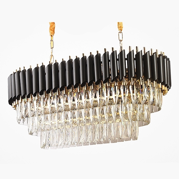 Подвесная каскадная люстра Empire Black Rectangular Chandelier Crystal ImperiumLoft 40,2893 (156487-22)