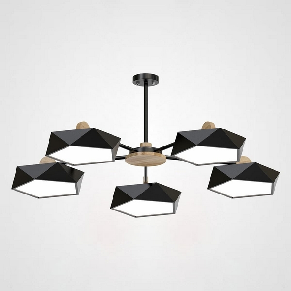Люстра LED Geometric Ch 5 Черная ImperiumLoft Geometric-Ch01 (186749-26)