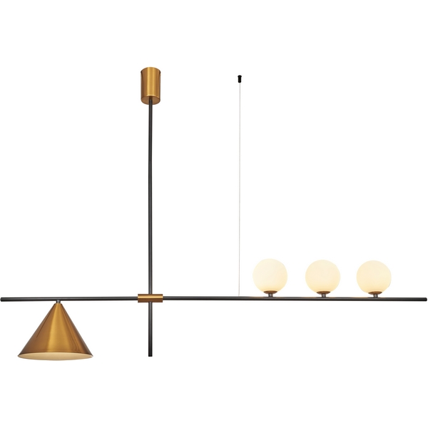 Люстра потолочная на штанге (12023/4R Brass) асимметрия Indigo Breve V000027-76170