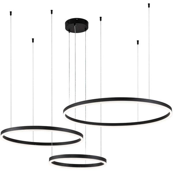 Подвесная люстра (+ночной режим) с пультом светодиодная (14001/3P Black) Indigo Galass V000032L-76170