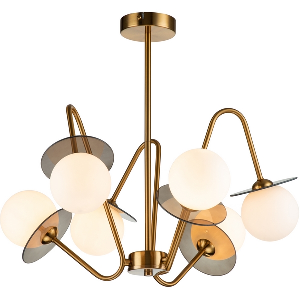 Люстра потолочная на штанге (11020/6R Brass) Indigo JAZZ V000165-07046 в форме шара