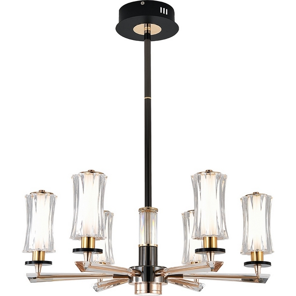 Потолочная LED люстра (+ночной режим) с ПДУ на штанге (13038/6R Black) Indigo Grandioso V000185L-97775