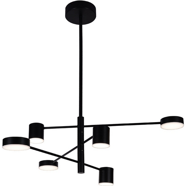 Потолочная люстра на штанге диммируемая Kink Light Мекли 07650-6D,19(4000K)-42987 черный Led 3*12W+3*16W с пультом ДУ